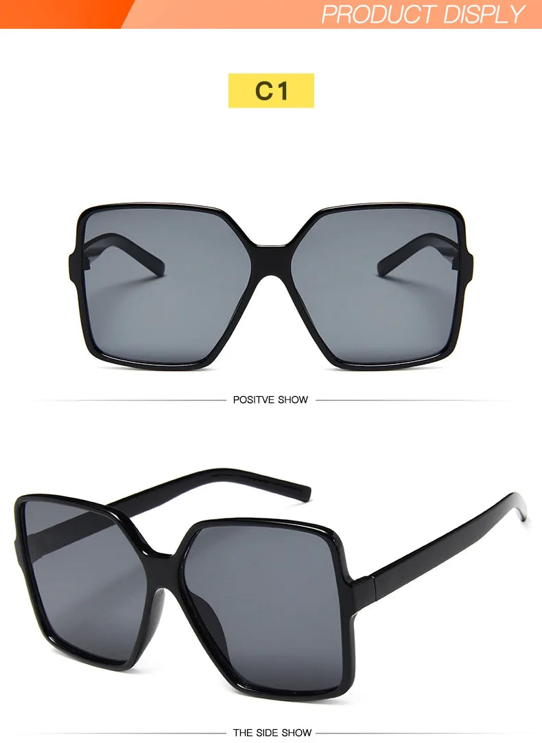 Designer Oversized Women's Sunglasses - UV400 Protection, Gradient Lens, Fashionable Large Frame