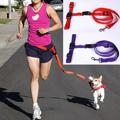 Adjustable Pet Leash with Waist Belt for Hands-Free Running, Walking, and Jogging -  for Cats & Dogs