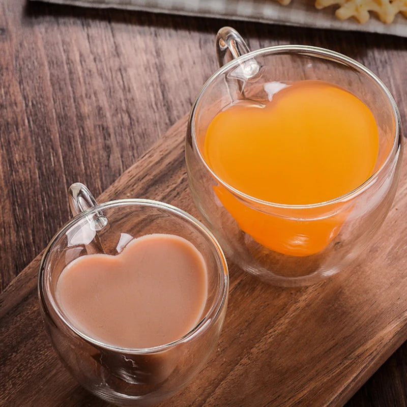 Heart Love Shaped Glass Mug - Toast to Love and Warm Moments!