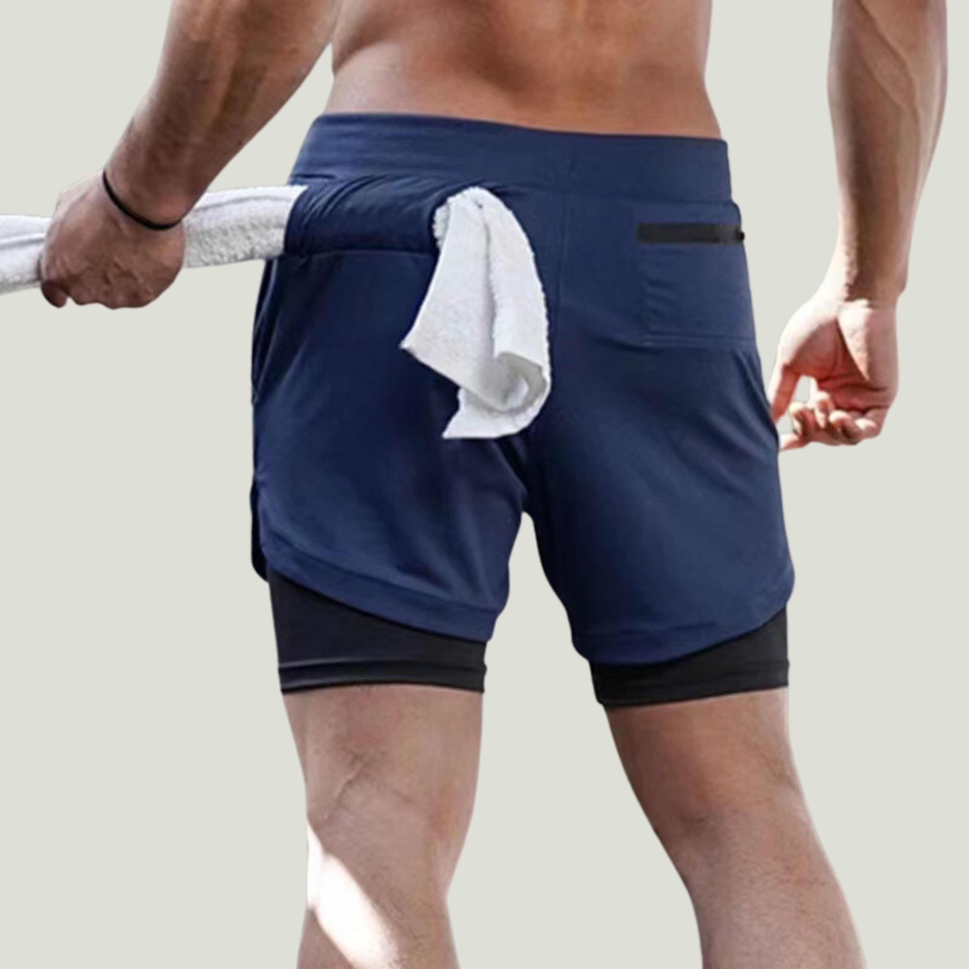 Dual-Layer Fitness Shorts with Pocket