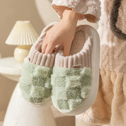 Plaid Cotton Couple Slippers - Thick Soft Sole, Non-Slip Indoor Slides for Men & Women