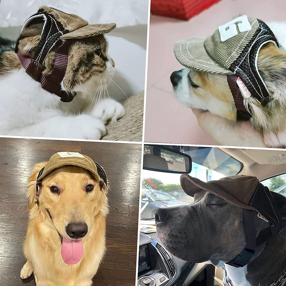 Adjustable Dog Sunscreen Baseball Cap: Outdoor Sports Hat with Ear Holes for Small, Medium, and Large Dogs
