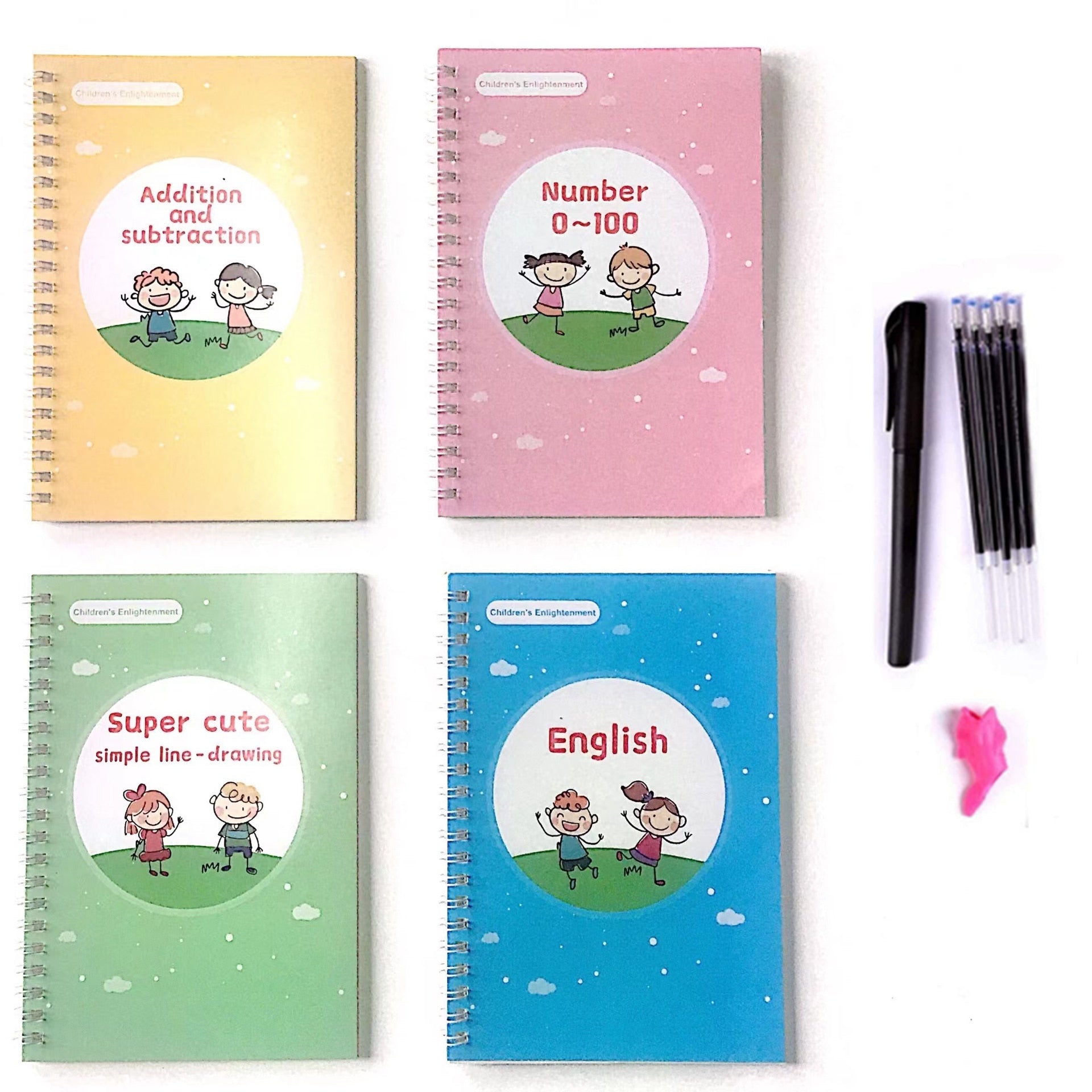 MagicInk Calligraphy Practice Copybook for Kids ( English, French, Arabic and Chinese )