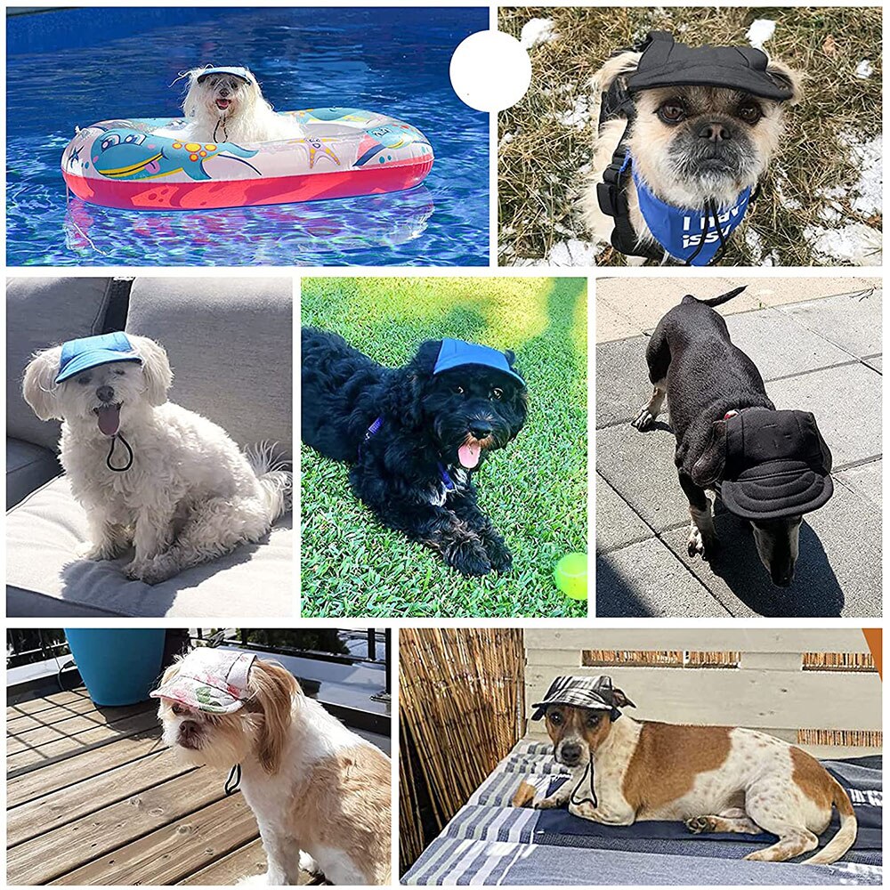 Adjustable Dog Sun Hat: Cap with Ear Holes and Drawstring for Small, Medium, and Large Dogs