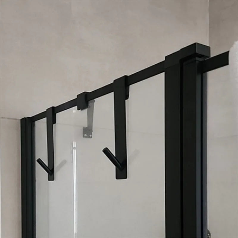 Stainless Steel S-Shape Over-Door Towel Rack - Shower & Bathroom Door Back Hanger with Hooks
