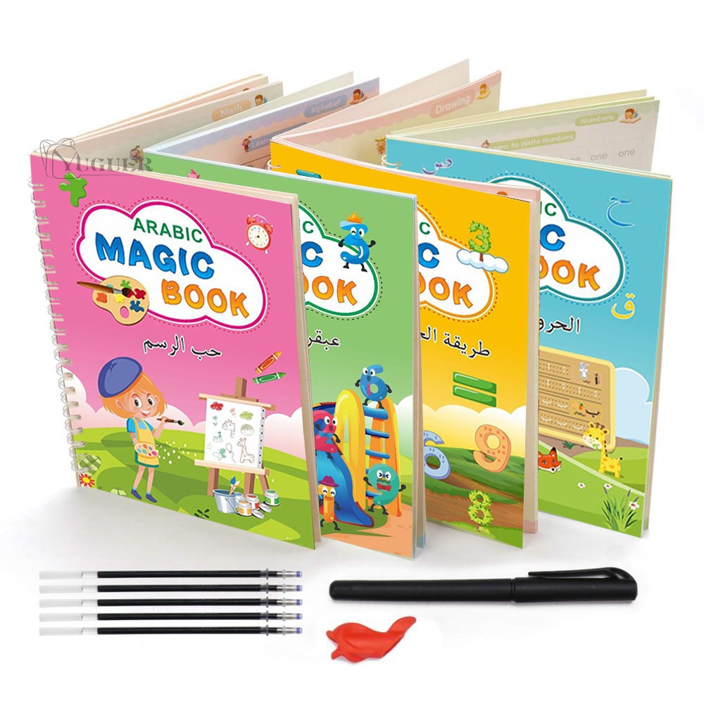 MagicInk Calligraphy Practice Copybook for Kids ( English, French, Arabic and Chinese )