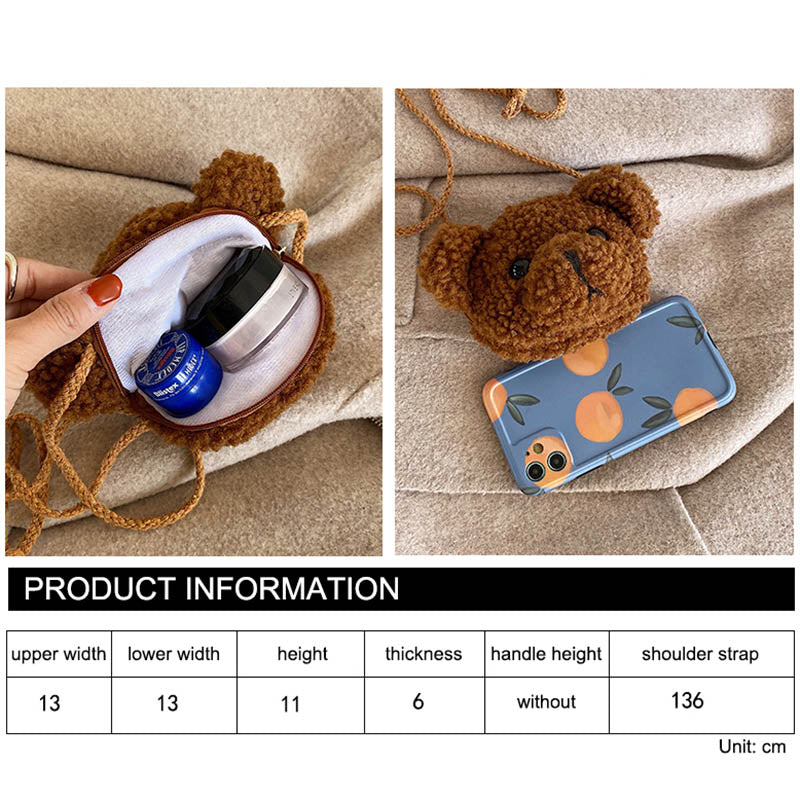 Adorable Small Bear Plush Shoulder Bag for Kids